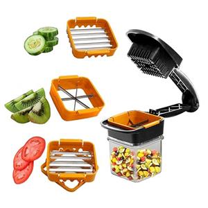 Multi-Functional 5 in 1 Vegetable & Fruit Dicer | Grater Chopper & Dicer with Container for Home & Kitchen., Orange